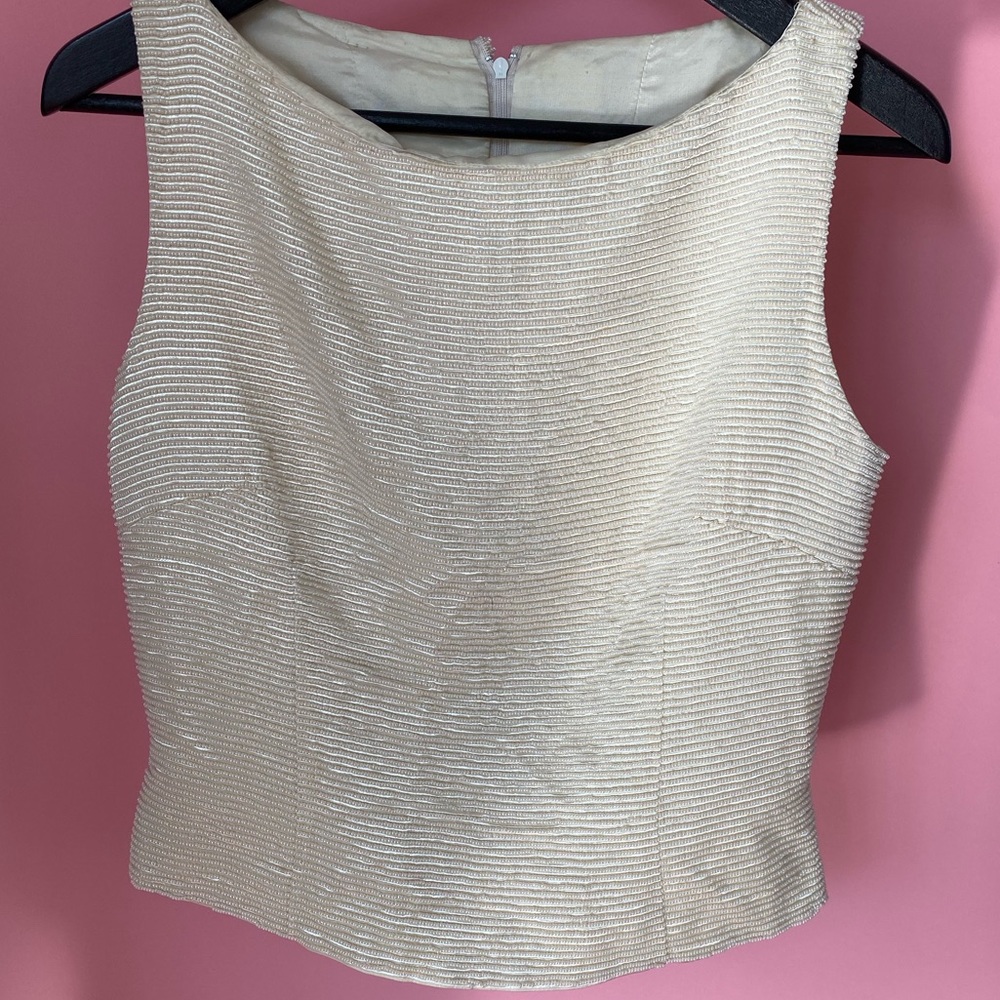 Carmen Marc Valvo beaded white top